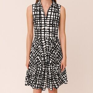 Samantha sung black and white geometric sleeveless dress